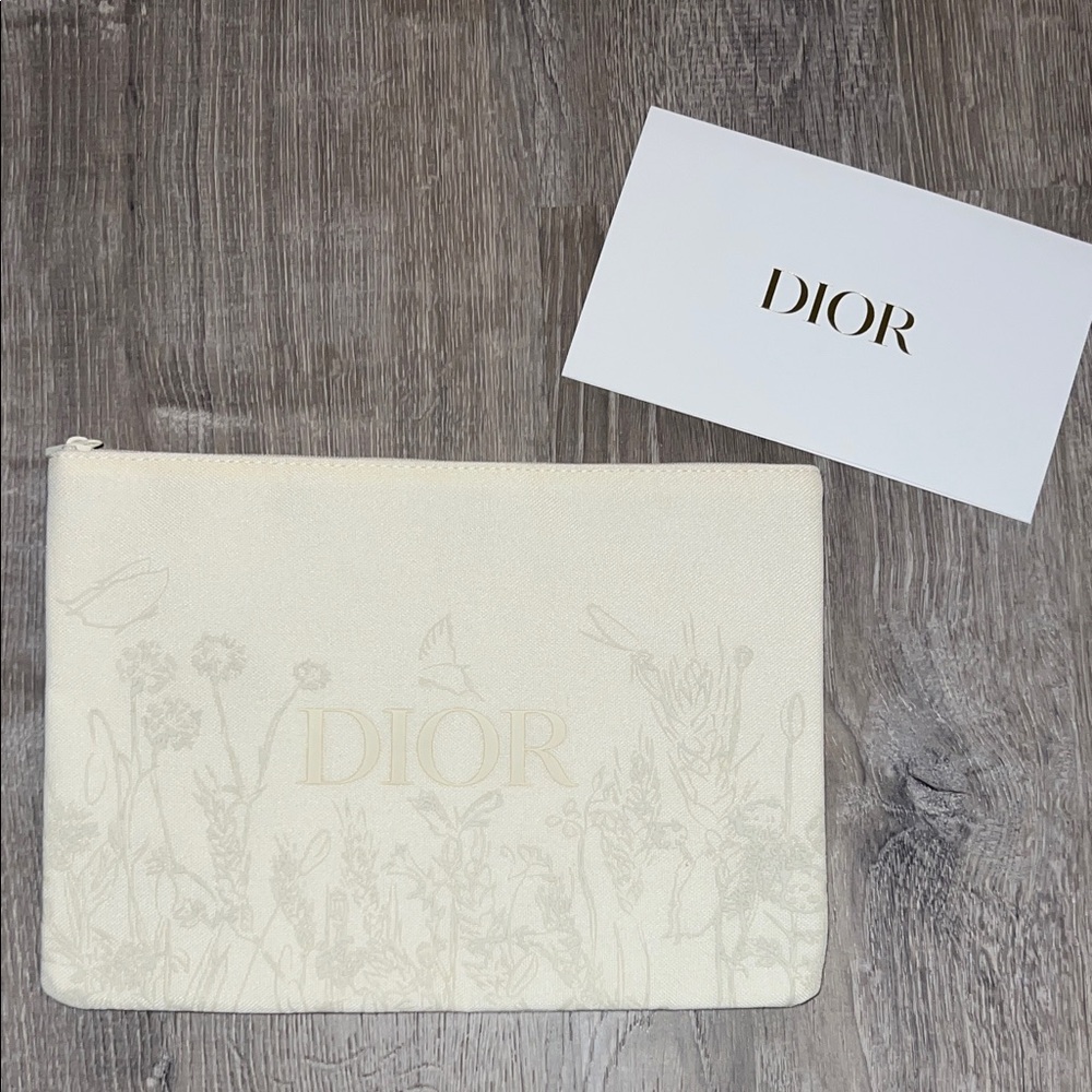 Dior Beauty Spring Flower Large Pouch Makeup Bag Clutch Natural Beige - NWOB